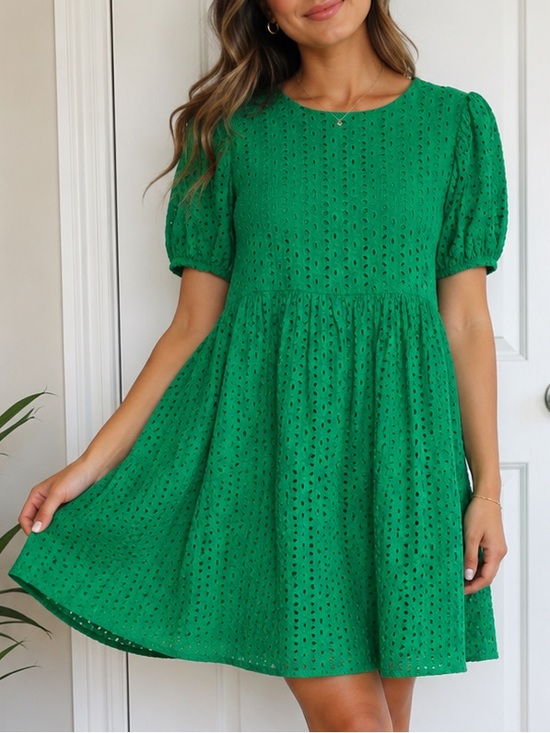 Sugarlips Dresses & Skirts - SugarLips Jacey Eyelet Babydoll Mini Dress Kelly Green Large